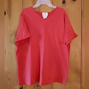 Quacker Factory Knit Cotton VNeck Top